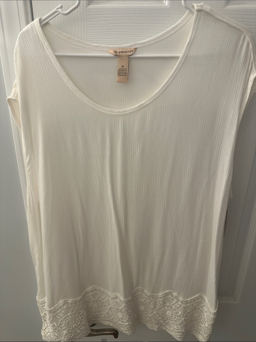a new day Cream Scoop Neck Tunic with Crochet Hem